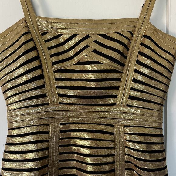 BCBG Max Azria glamerous gold mini party glam statement dress - Picture 2 of 4